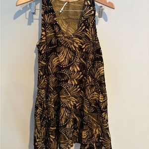 Free People Ellie velvet Black and Gold Mini Dress